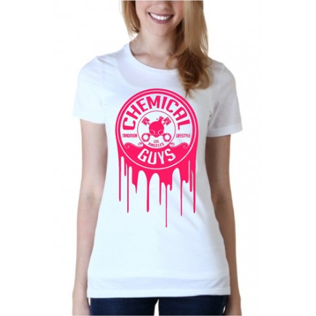 WOMAN WHITE/PINK DRIPPING LOGO SHIRT, 2015 EDITION